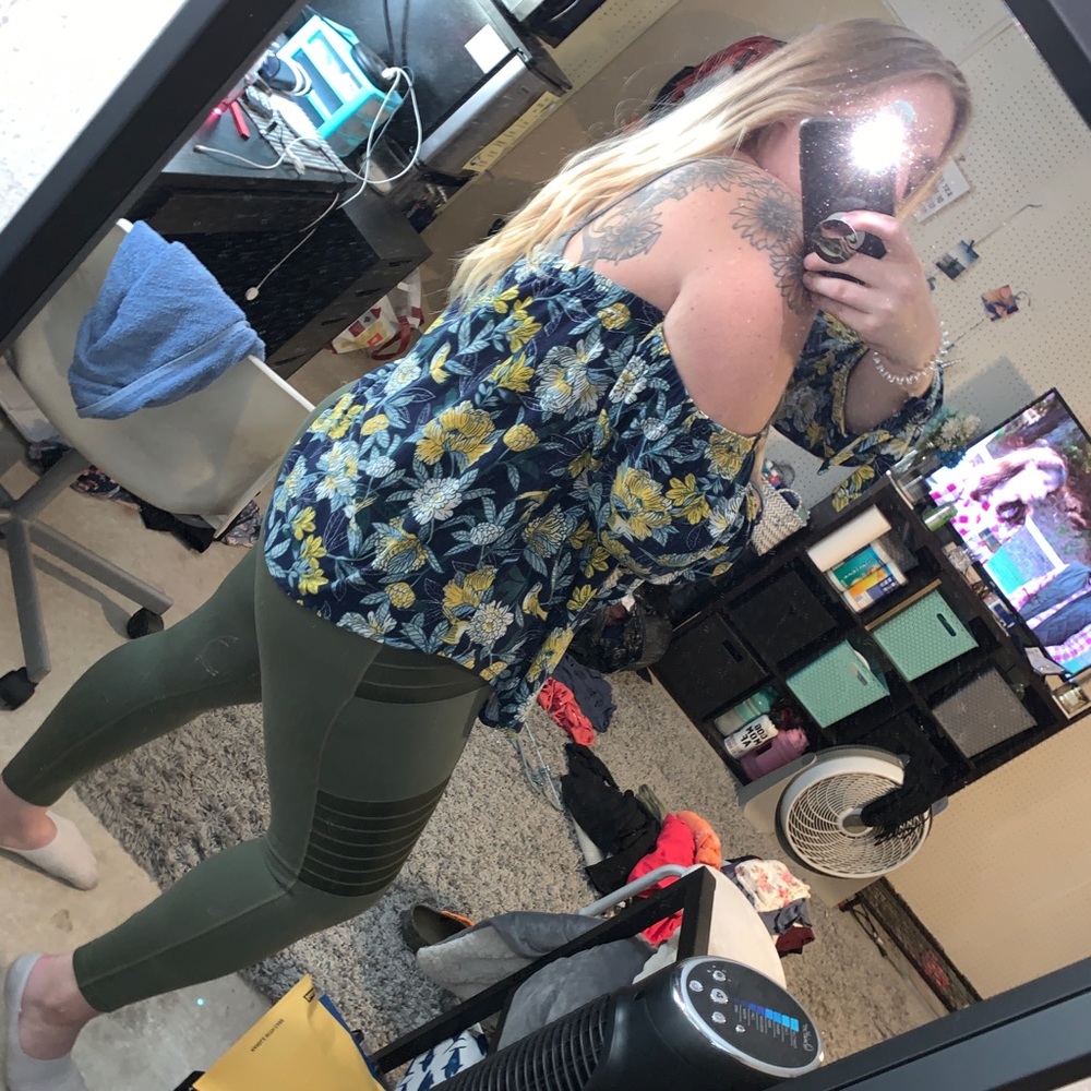 Strapless floral blouse